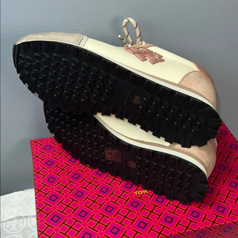 Tory Burch vintage nylon sneaker plain weave clr;malva-/orzo/pink moon. ordA(21) - Picture 8 of 9